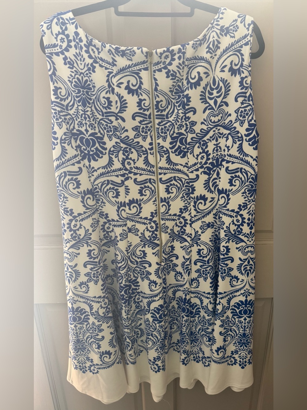 Julian Taylor White Dress with Blue Damask Print - Picture 3 of 3